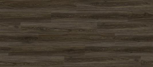 Close up of a dark brown vinyl plank flooring called American Walnut, Illusions, NFD