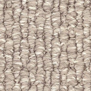 Detailed view of medium beige Redbook Central Valley loop pile carpet, stain-resistant nylon.