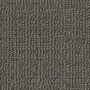 Sample swatch of Redbook Carpets Genesis loop-pile polypropylene carpet in Agate, showing a textured neutral brown grey colour with a low looped square pattern.