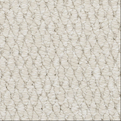 Close-up of textured beige carpet.