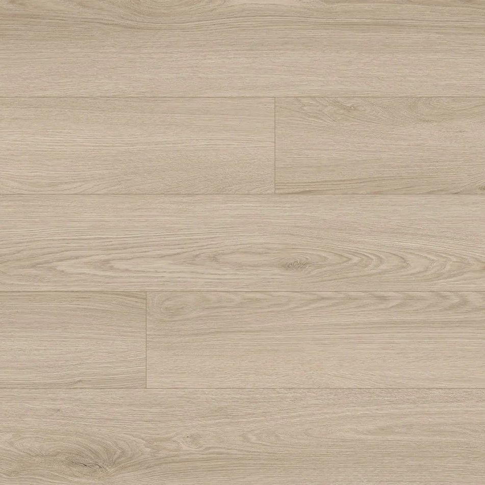 Light beige wood-look flooring planks with a subtle grain pattern. 