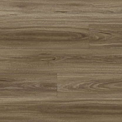 Wood-look laminate flooring with a brown and beige color scheme.