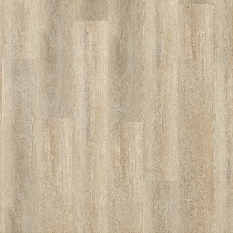 Close-up of vinyl plank with a light brown color and visible grain pattern.
