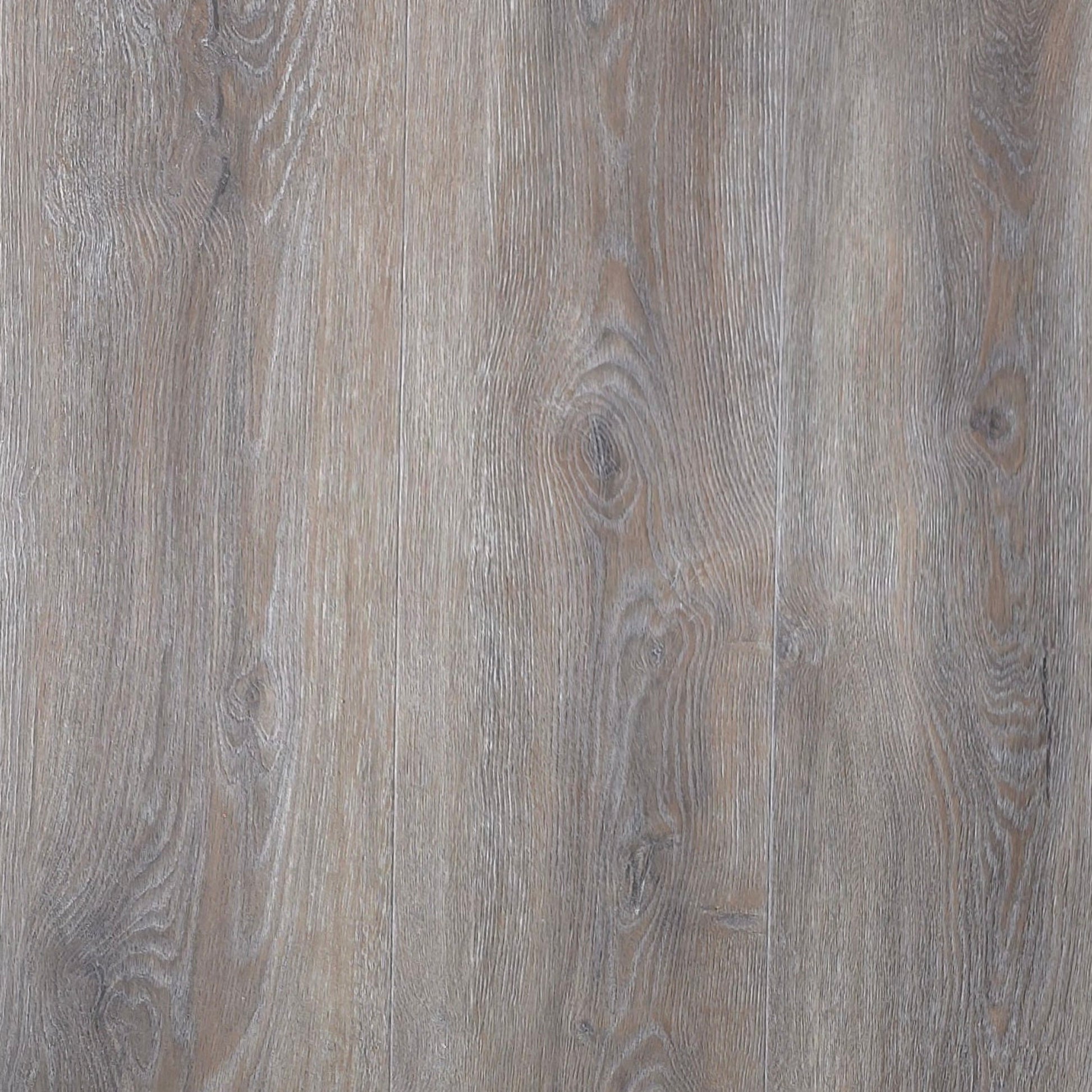 Close-up of River Driftwood Oak hybrid floooring wit Oah brown and gray tones.