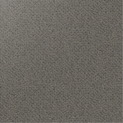 Close-up showing the chunky loop pile texture of solution dyed nylon carpet for family living spaces. Dark Grey