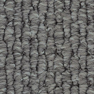 Close-up of textured gray Redbook Central Valley loop pile carpet, stain-resistant nylon.
