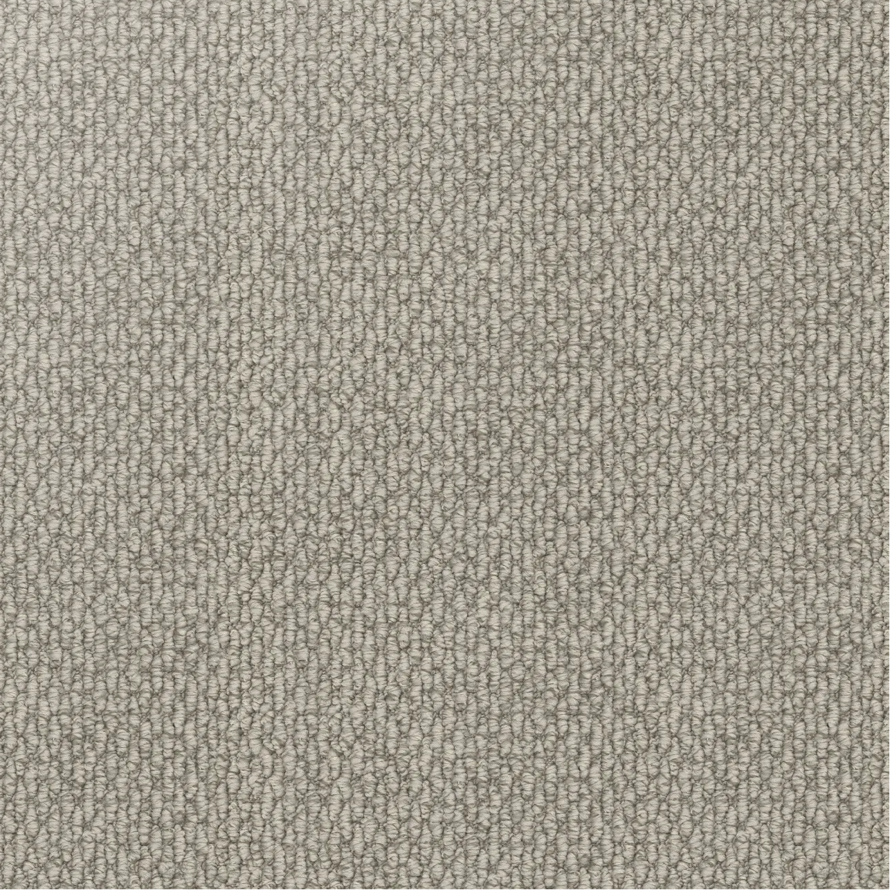 Detailed view of grey Redbook Central Valley loop pile carpet, stain-resistant nylon.