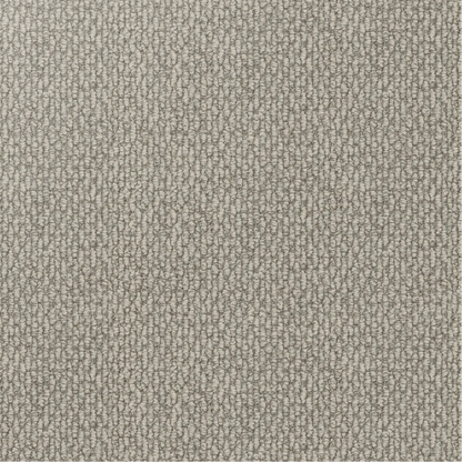 Detailed view of grey Redbook Central Valley loop pile carpet, stain-resistant nylon.