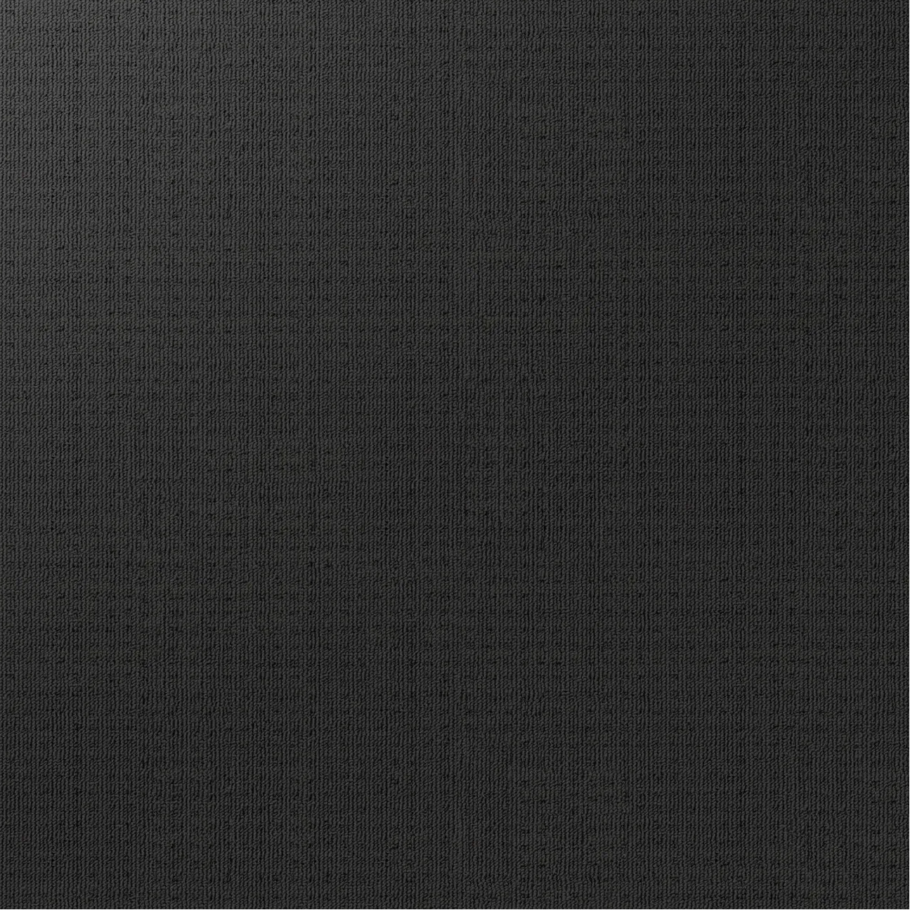 Swatch of Redbook Carpets Genesis loop-pile polypropylene carpet in Caldera, showing a textured black colour with a low looped square pattern.