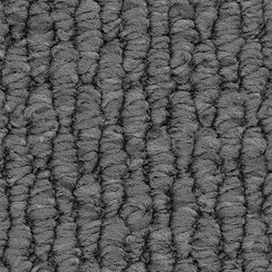 Detailed view of Charcoal grey Redbook Central Valley loop pile carpet, stain-resistant nylon.
