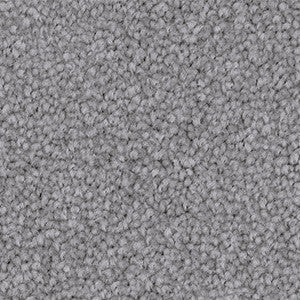 Close-up of Godfrey Hirst Inspirational Deep Sky carpet sample showing soft cut pile twist triexta texture in a cool muted blue tone