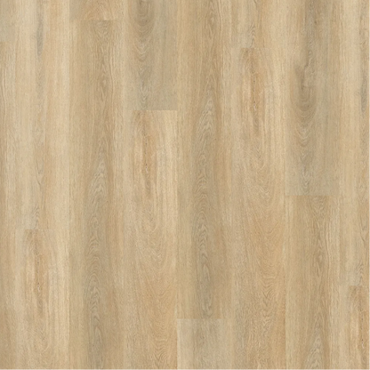 Sample of Flax Oak, light beige wood texture vinyl planks.