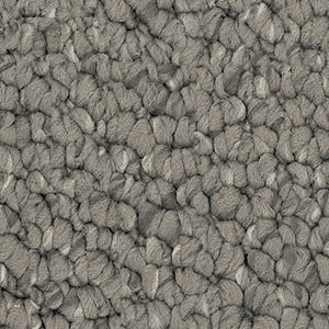 Detailed close-up of solution dyed nylon carpet featuring a chunky loop pile texture, ideal for living rooms and bedrooms. Medium Grey