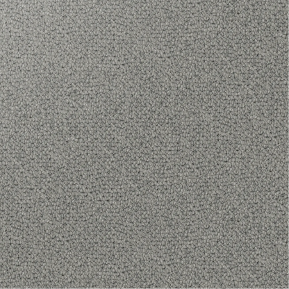 Close-up showing the chunky loop pile texture of solution dyed nylon carpet for family living spaces. Light Grey