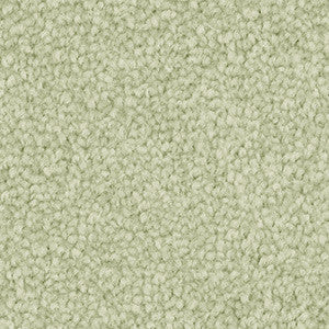 Close up of Godfrey Hirst Inspirational Ice Green carpet sample showing soft cut pile twist triexta texture in a pale ice green tone. 