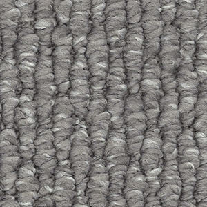 Detailed view of color dark grey Redbook Central Valley loop pile carpet, stain-resistant nylon.