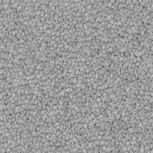 Close-up of Godfrey Hirst Inspirational Smokey Blue carpet sample showing soft cut pile twist triexta fibres in a medium muted blue‑grey tone.