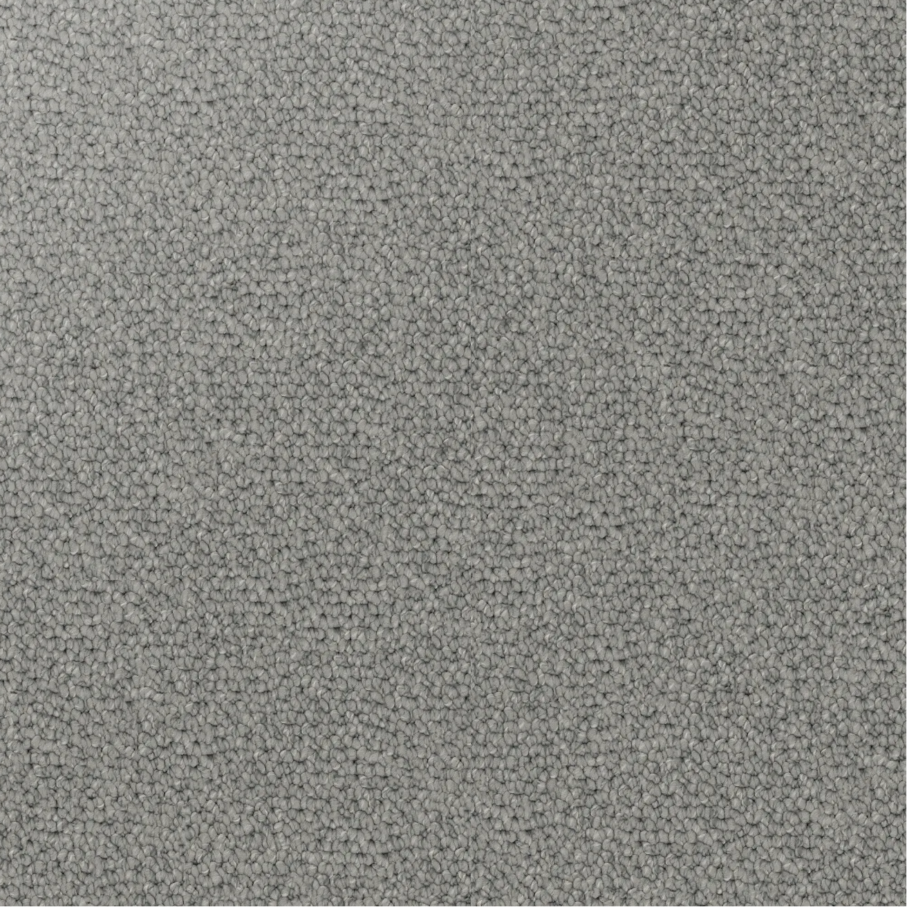 Close-up showing the chunky loop pile texture of solution dyed nylon carpet for family living spaces. Ash Grey